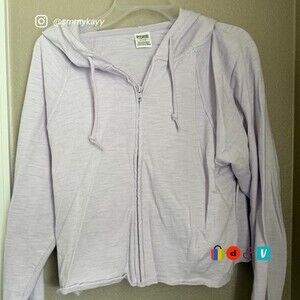 PINK Purple Ruched-Sleeve Full Zip Hoodie NWOT